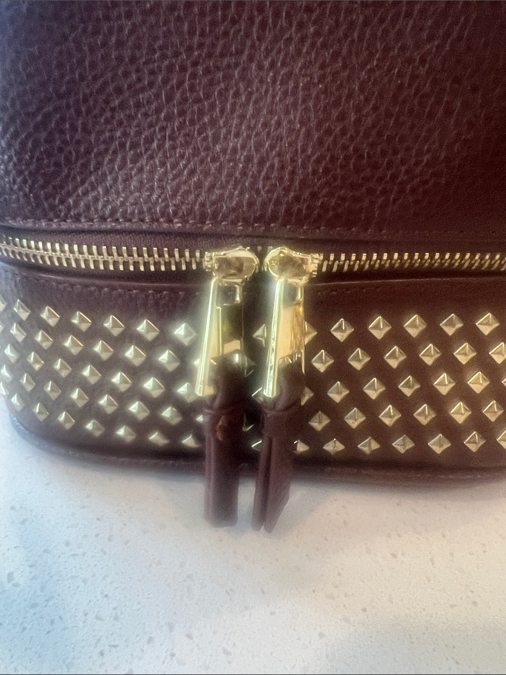 Mini Studded Leather Backpack in Deep Brown - Picture 3 of 5
